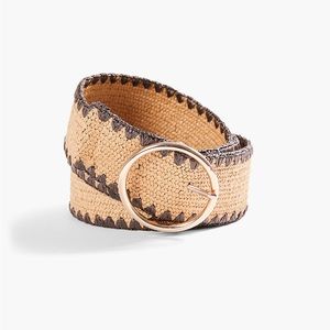 Goldtone Circle Whipstitch Straw Belt